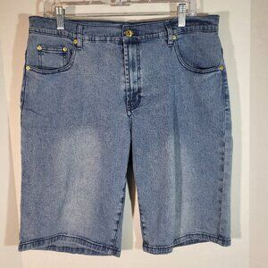 DG2 by Diane Gilman Women's Straight Leg Stretch Denim Shorts Size 14 Blue